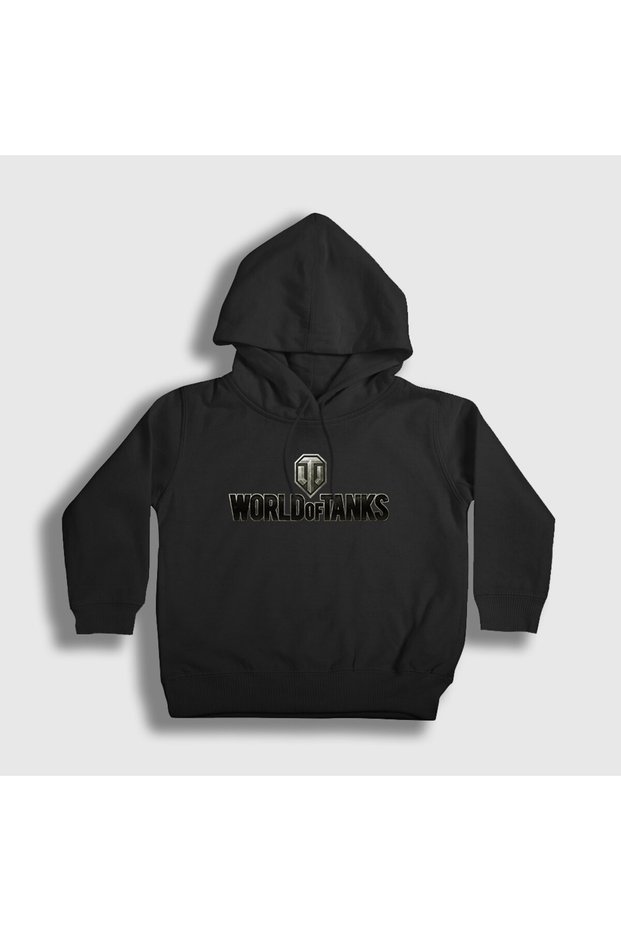 Unisex Kids Black Logo Game World of Tanks Hooded Sweatshirt 593131Tt