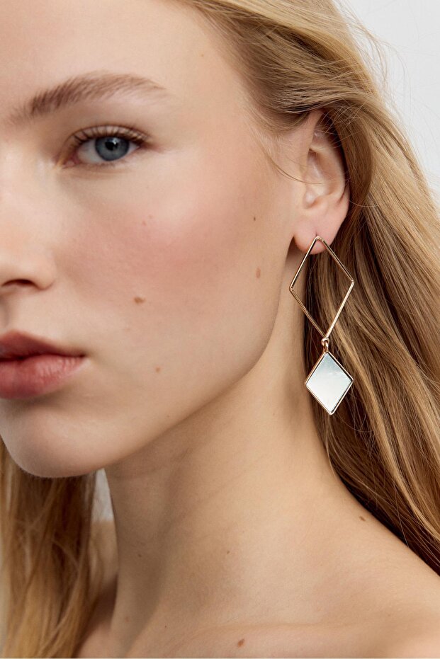 Mirror effect rhombus earrings - 4