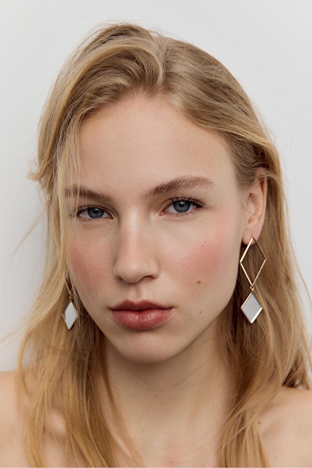 Mirror effect rhombus earrings - 2