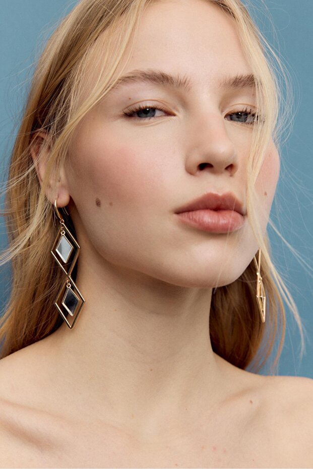 Mirror effect rhombus earrings - 2