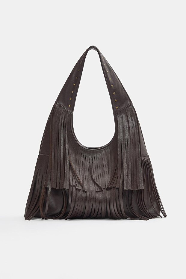 Püsküllü shopper çanta - 6