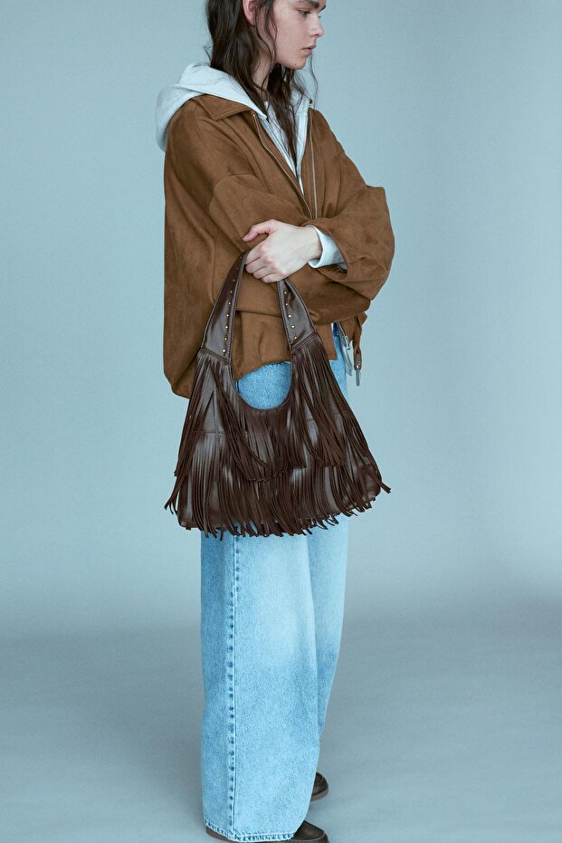 Püsküllü shopper çanta - 2