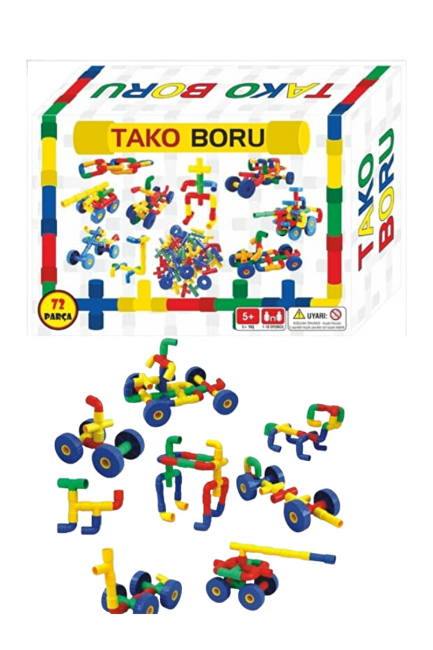 Boxed Educational Pipe Building Toy Game Tako Pipes 72 Pieces Colorful