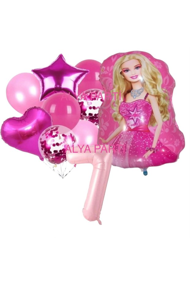 Party 7 Year Old Number Foil Balloon Barbie Birthday Set