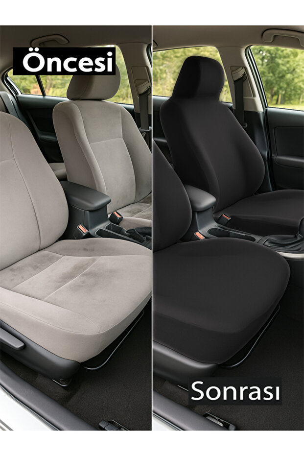 Seat Cover Basic Set Compatible with Alfa Romeo 75, Combed Cotton Set - 3