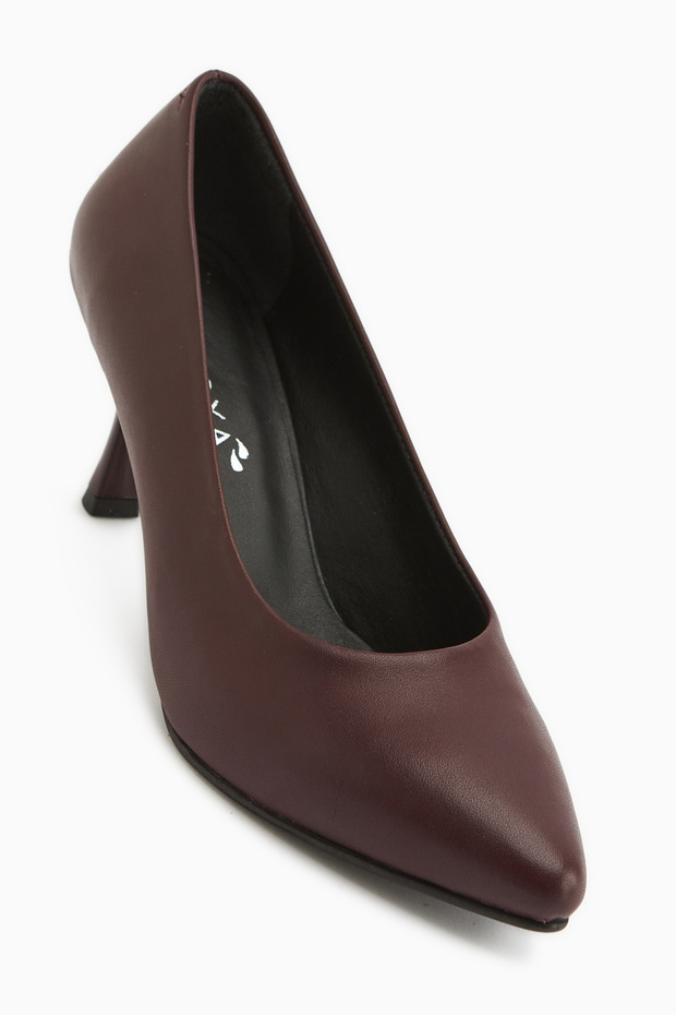Kiara Genuine Leather Claret Red Women's Heeled Shoes Stiletto