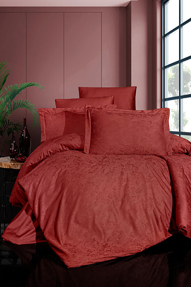 Wella 100% Cotton Satin 200 Tc (80 Thread) Jacquard Double Duvet Cover Set