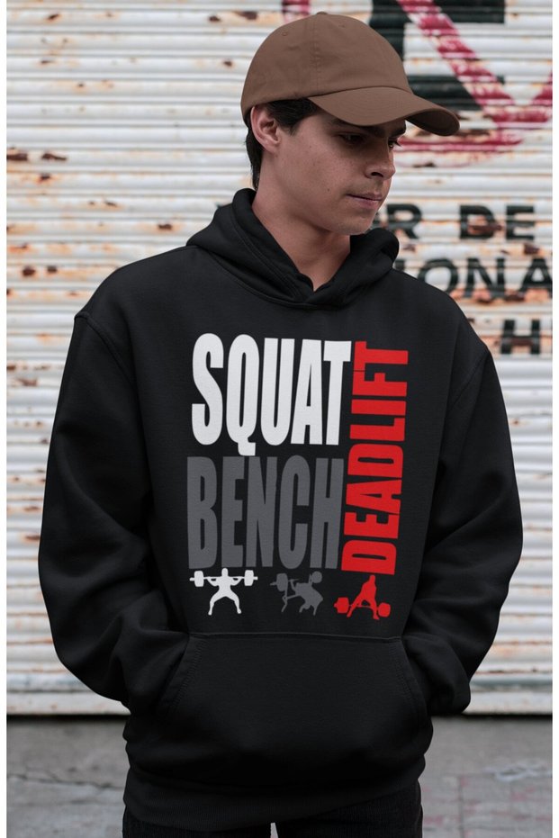 Squat Bench Deadlift Bodybuilding Fitness Gym Printed Unisex Oversized Sportsman Hoodie