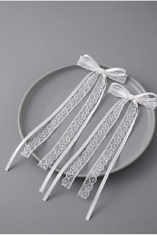2-Piece Lace Patterned Satin Bow Buckle | Stylish and Elegant Hair Clip Set