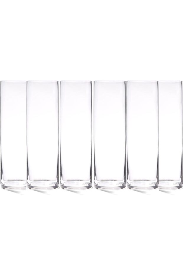 Clear Cylinder Glass Vase for Flowers, Floating or Pillar Candles, Home & Wedding Decor, 6pc-5x30cm