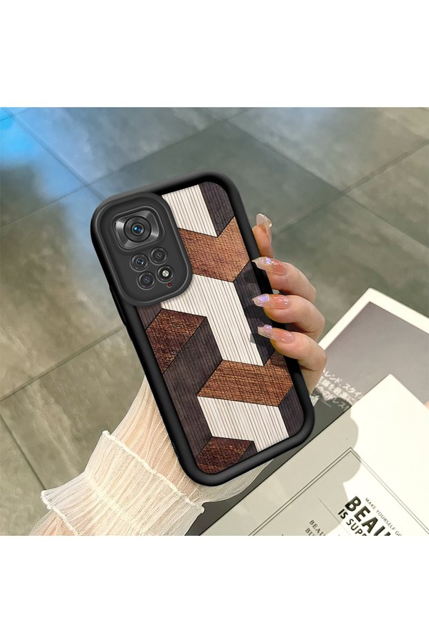 Redmi Note 11 Compatible, Stylish Wood Patterned Silicone Phone Case