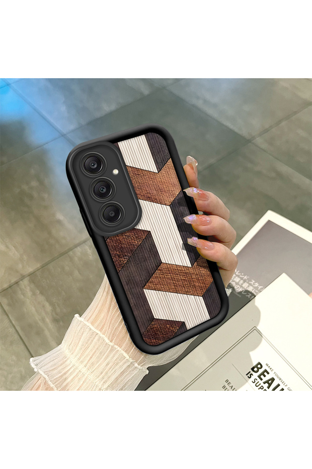 Samsung Galaxy A24 Compatible, Stylish Wood Patterned Silicone Phone Case