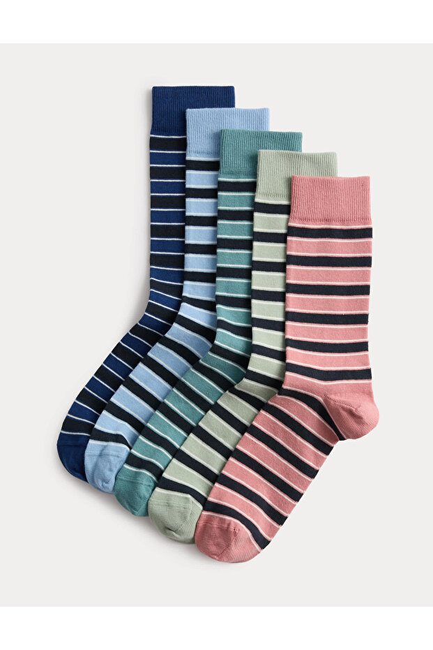 5'li Çizgili Çorap Seti - 1