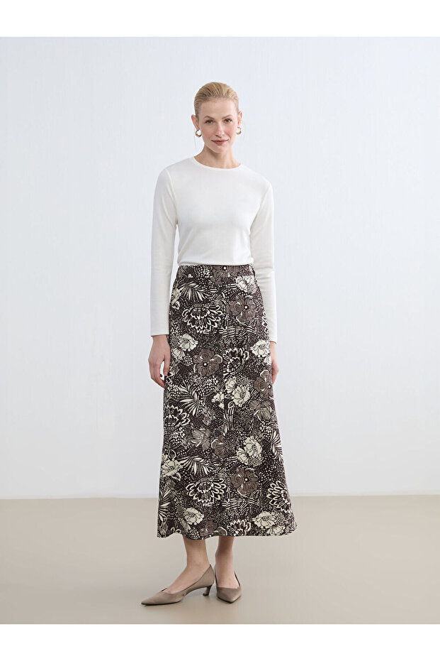 Nevavm Floral Skirt with Elastic Waist