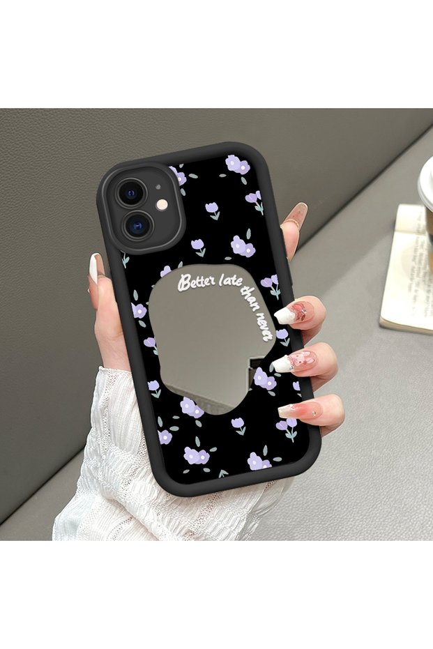 iPhone 11 Compatible High Quality Flower Patterned Mirror Silicone Phone Case