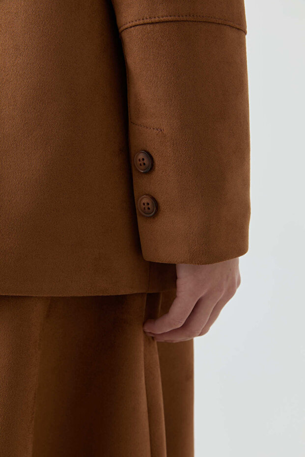 Süet Ceket - Camel - 4