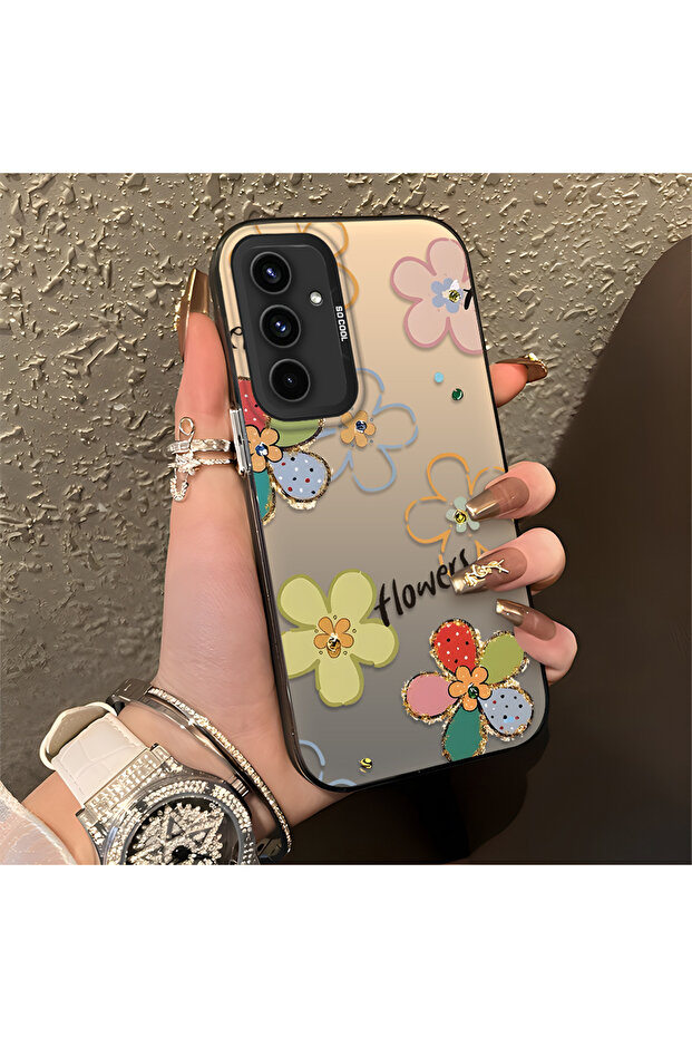 Samsung Galaxy A54 Compatible Shatterproof Silicone Beautiful Flower Pattern Printed Cover Shock Absorbing Protection