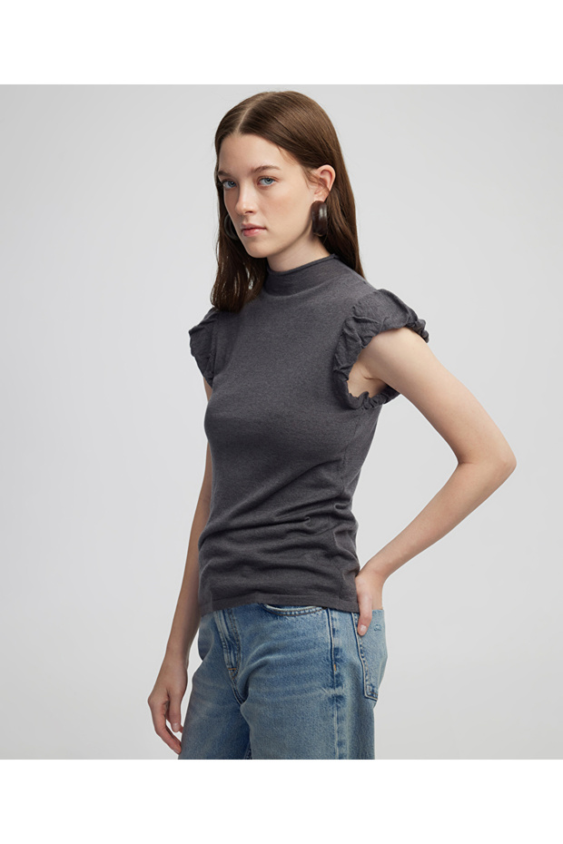 Yün içerikli balon kol triko - 2