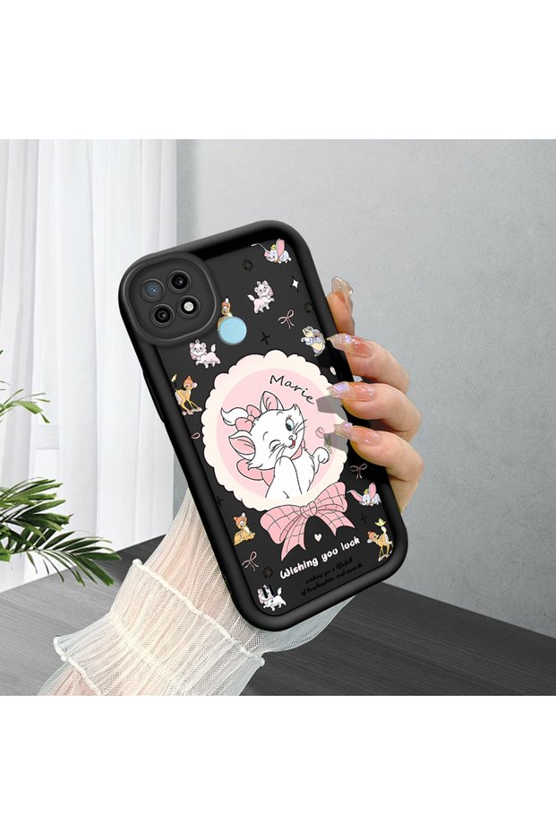 Realme C21 Compatible Silicone Material Shockproof Black Color Case Cute Cat