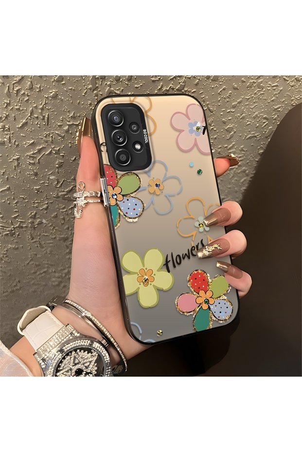 Samsung Galaxy A52/A52S Compatible Shatterproof Silicone Beautiful Flower Pattern Printed Cover Shock Absorbing Protection