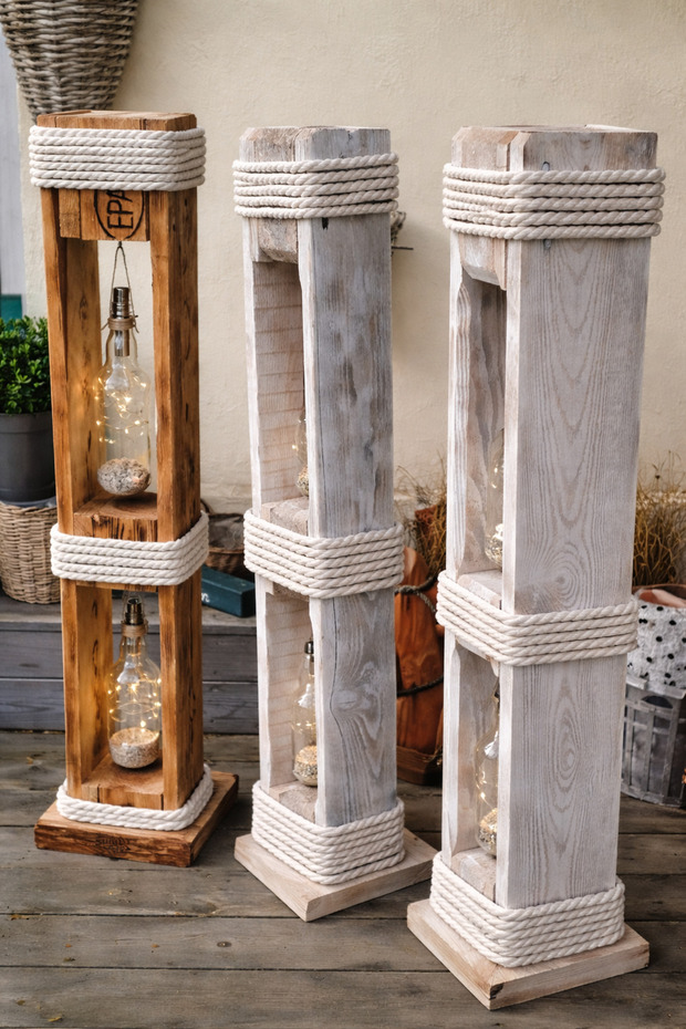 Rustic solid wood lamp - 1