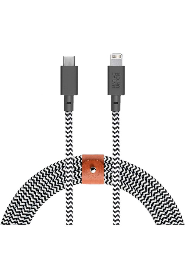 - Belt Charging Cable with Genuine Leather Strap Zebra (3M)
