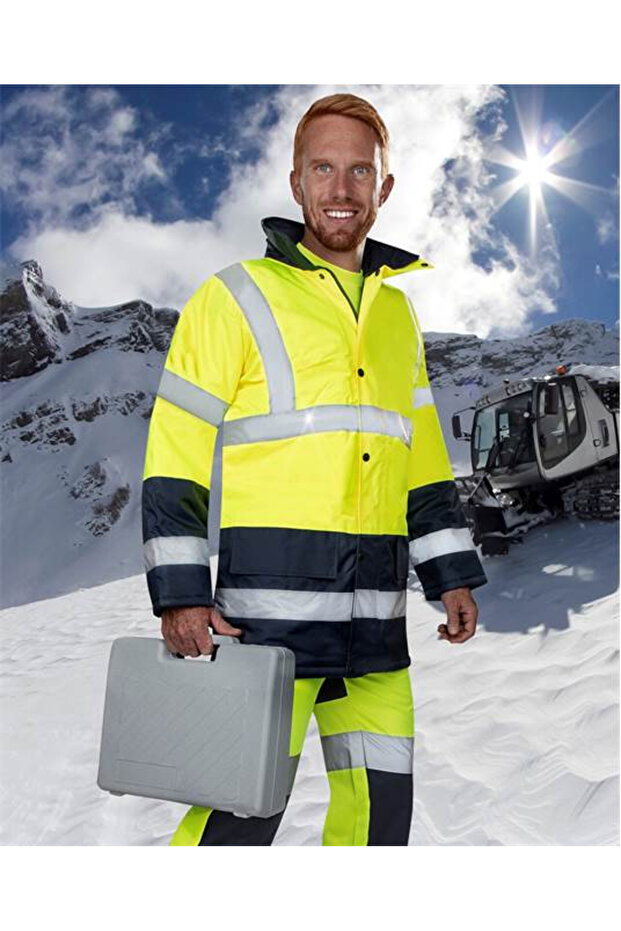 Men's yellow reflective work jacket, REF 601 - 2