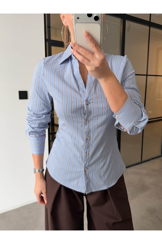 SLİM FİT BASİC ÇİZGİLİ GÖMLEK - 2
