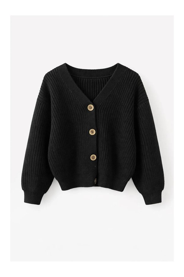 Black Knitwear Unisex Children's Cardigan