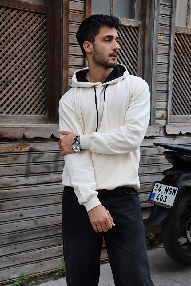 MERİNSMODA Erkek Premium Basic Kapüşonlu Sweatshirt - 3