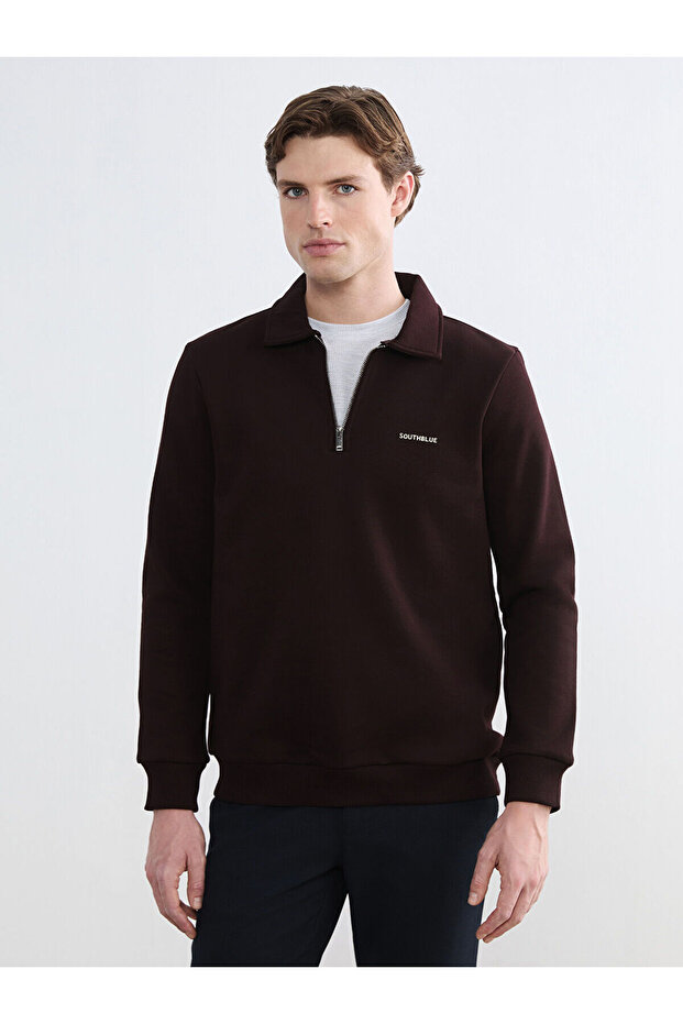 Southblue Polo Neck Printed Men's Thick Sweatshirt