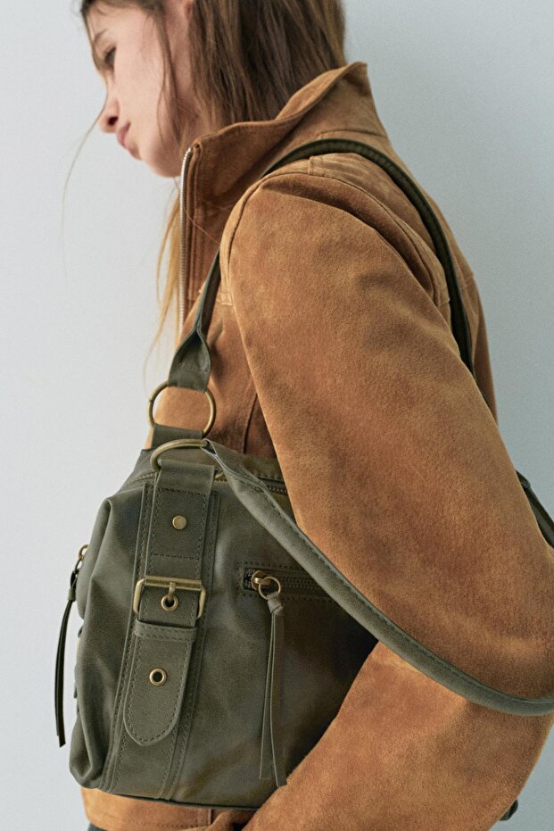 Mini tokalı tote çanta - 1