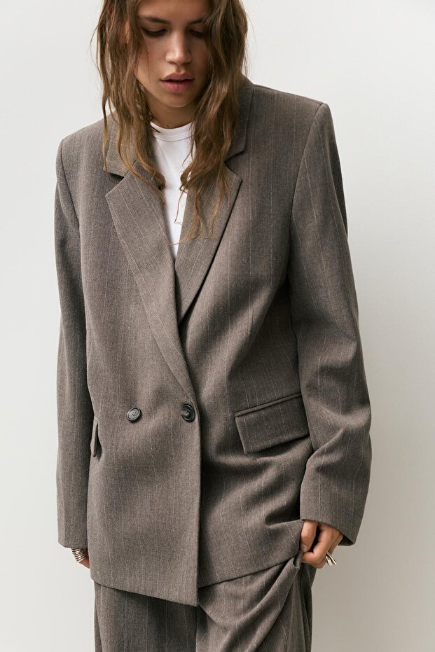 Çizgili kruvaze blazer - 3