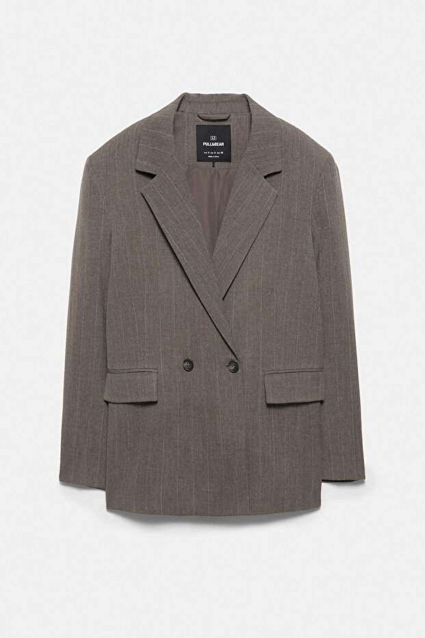 Çizgili kruvaze blazer - 7