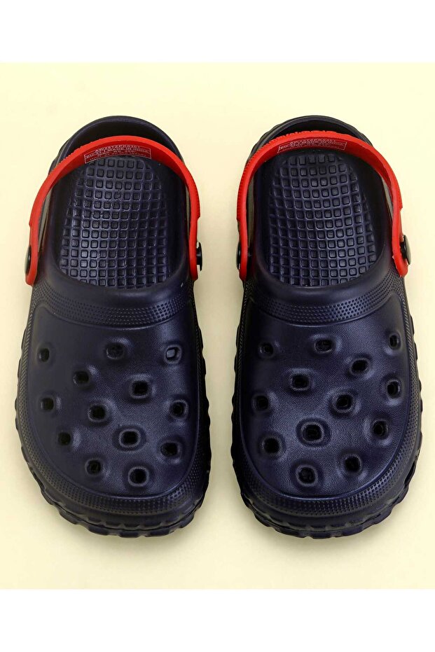 Solid Color Back Strap Closure Clogs - Navy Blue - 7