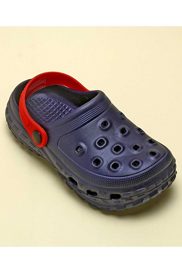 Solid Color Back Strap Closure Clogs - Navy Blue - 3