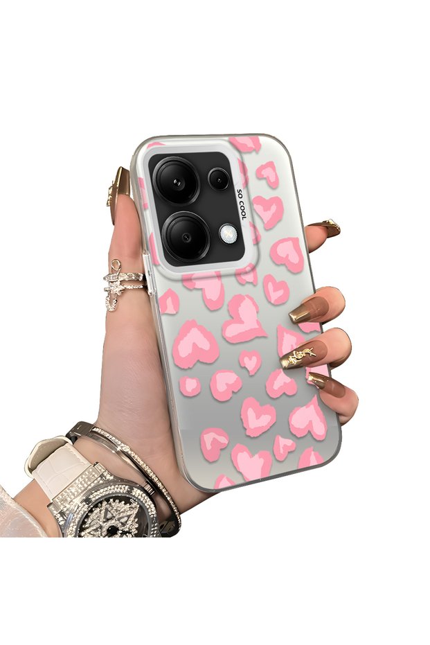 Redmi Note 13 Pro 4g Compatible Hard Acrylic Back Silicone Edge Lens Protection Case Heart Pattern
