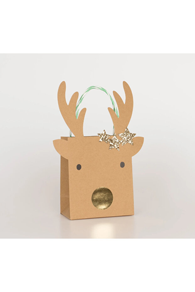 Small Reindeer with Stars Gift Bags - Reindeer Gift Bag
