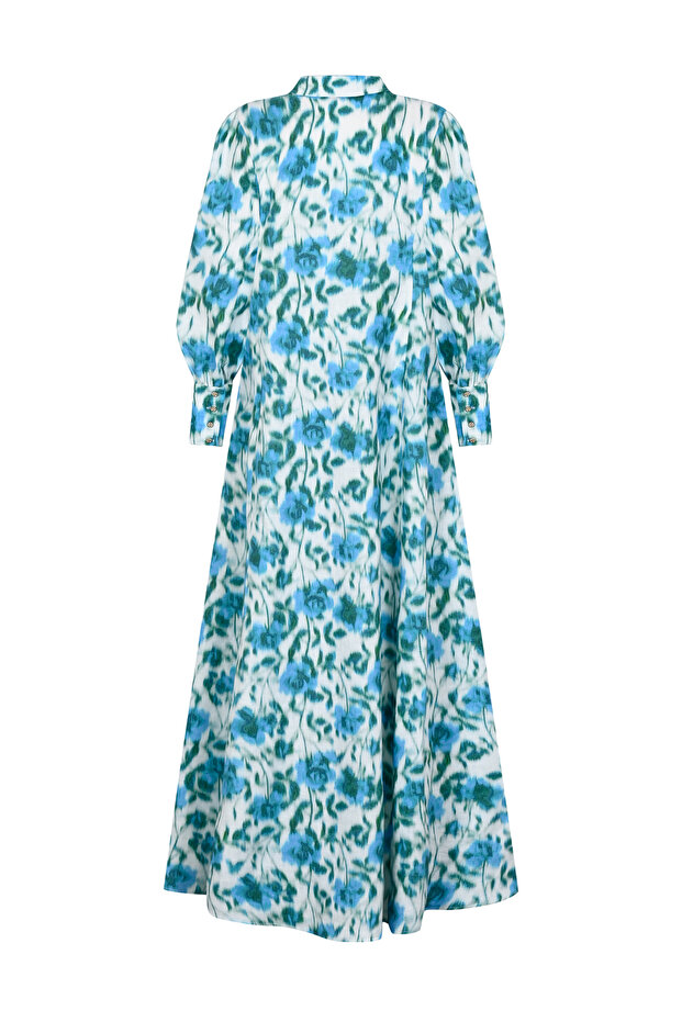 Iris Maxi Keten Elbise - 1
