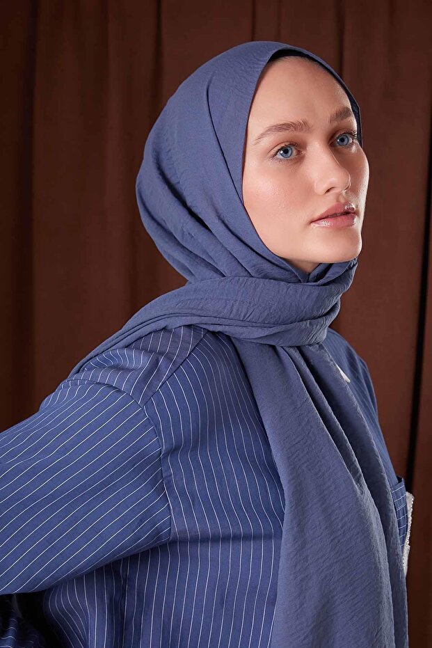 Denim Blue Plain Luna Cotton Shawl