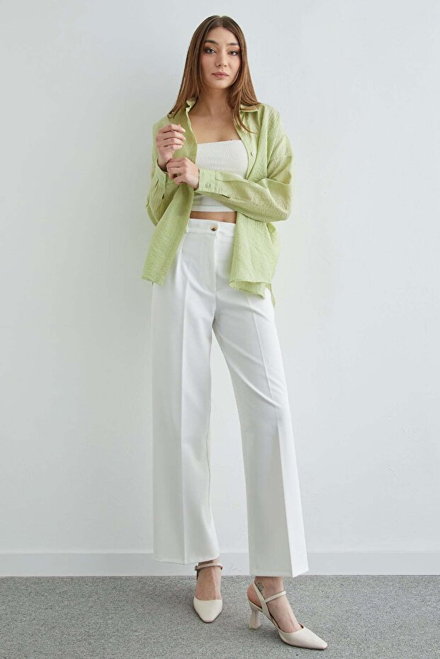 Basic Düğmeli Krinkıl Gömlek - 3