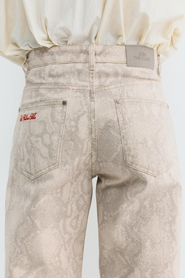 Yılan desenli düz paça pantolon - 4