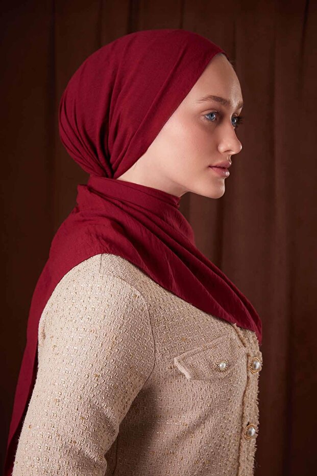 Vişne Düz Luna Cotton Shawl
