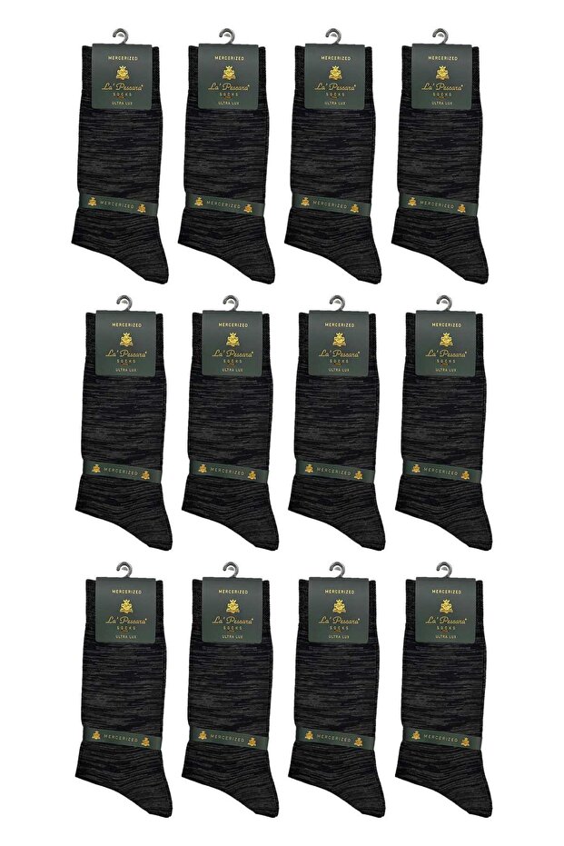 La'Pescara Ultra Luxury 12-Pack Zebra Black Mercerized Men's Socks Crp416