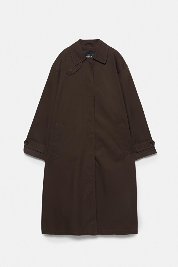 Kahverengi oversize trençkot - 7