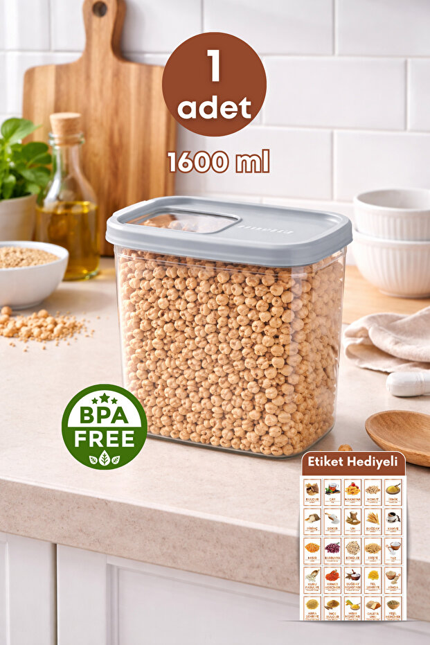 1 Piece Storage Container for Food and Beans, Tea and Coffee Storage Box - 1600 ml