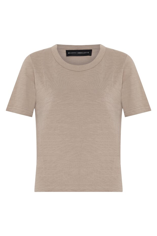 Mink Crew Neck Flared Short Sleeve Tshirt