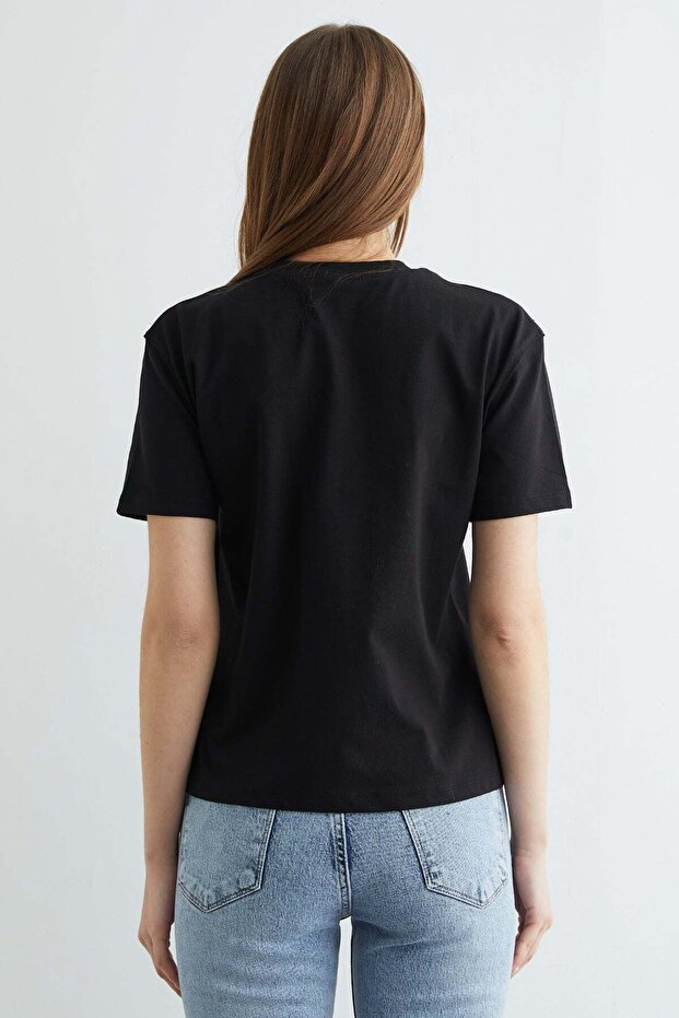 Basic Bisiklet Yaka Tişört - 7