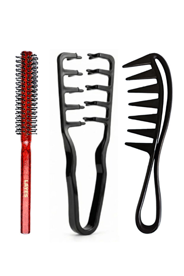 Professional Men's Combing and Blow-Drying Brush + 2-Pack Styling Comb