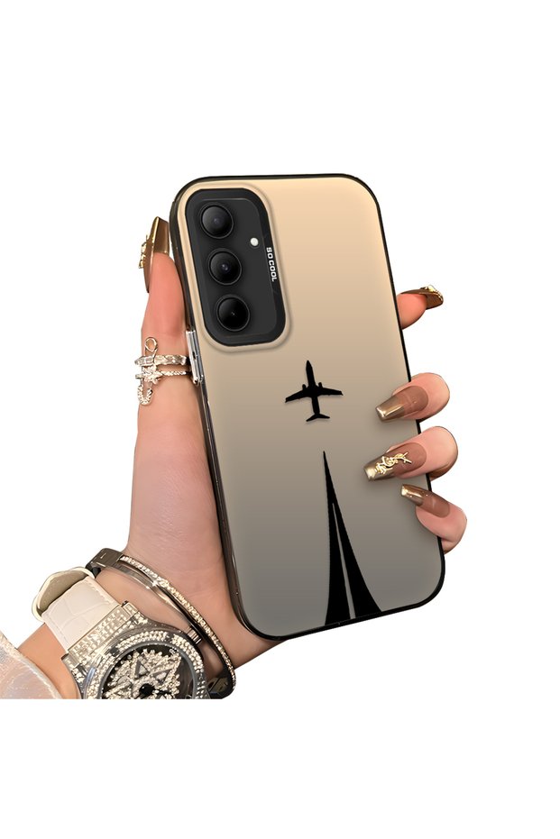 Samsung Galaxy A35 Compatible Hard Acrylic Back Silicone Edge Lens Protection Case Simple Plane Pattern